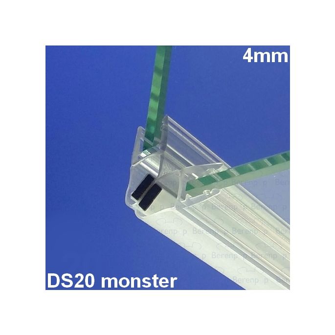 Exa-Lent Universal monsterstukje doucherubber type DS20 - 2cm lengte en geschikt voor glasdikte 4mm - magneet 45 graden