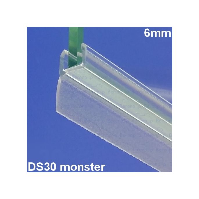 Exa-Lent Universal monsterstukje doucherubber type DS30 - 2cm lengte en geschikt voor glasdikte 6mm - 1 flap (van 11mm)