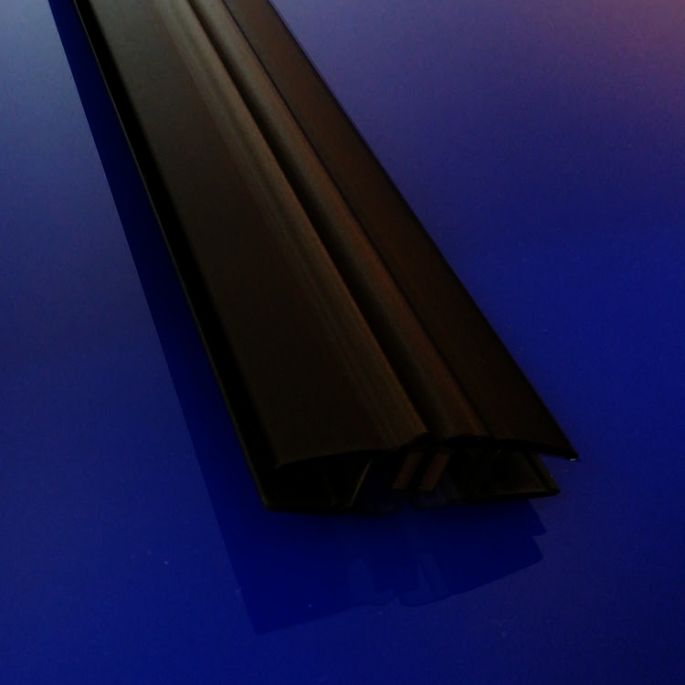 Exa-Lent Universal DS672006 mat zwart doucheprofiel magneet recht (set van 2 stuks) 200cm 6mm