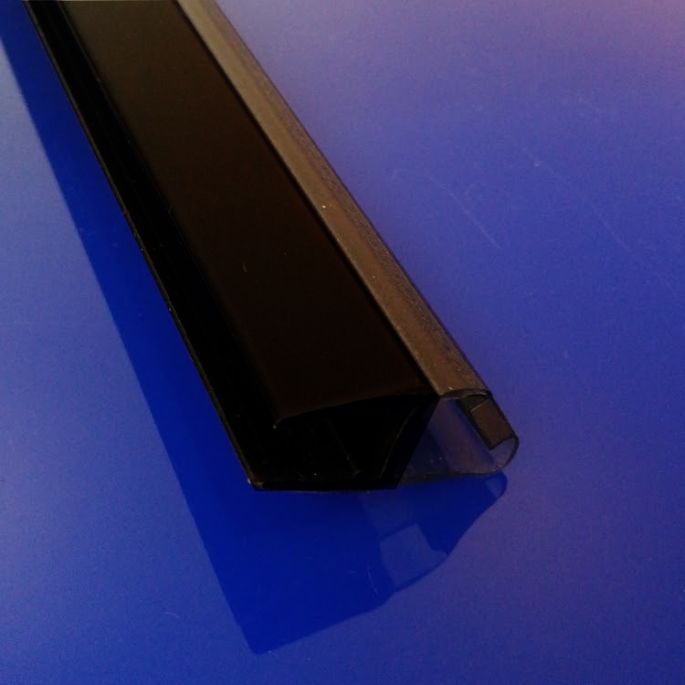 Exa-Lent Universal DS682006 mat zwart doucheprofiel magneet 45 graden (set van 2 stuks) 200cm 6mm