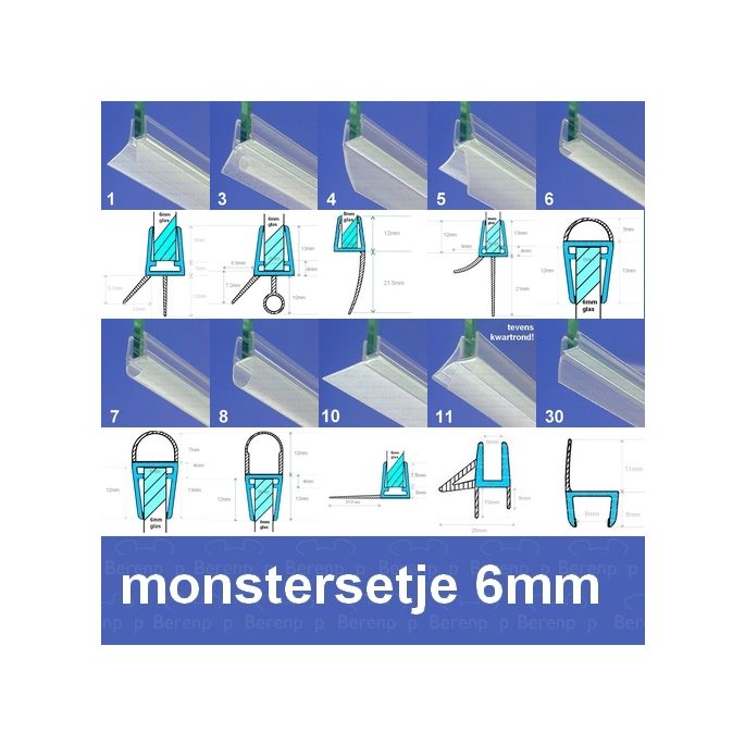 Exa-Lent Universal MON-6 Monstersetje - douchestrippen 5 en 6mm