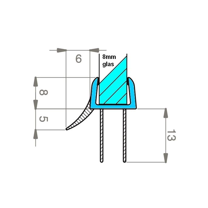 Exa-Lent Universal DS482008 helder doucheprofiel 3 flapjes 200cm - 8mm
