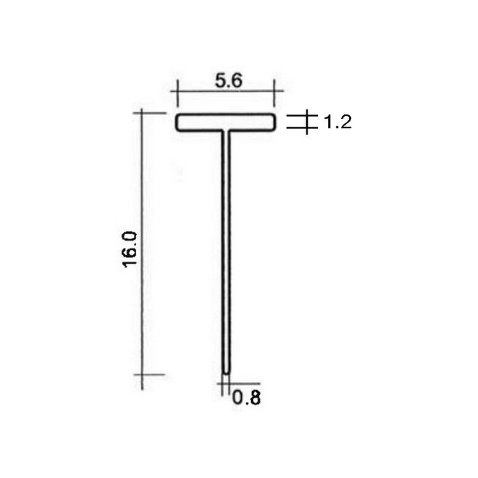 Exa-Lent Universal DS49200 inschuifrubber voor doucheprofiel 200cm lengte - 16mm hoog