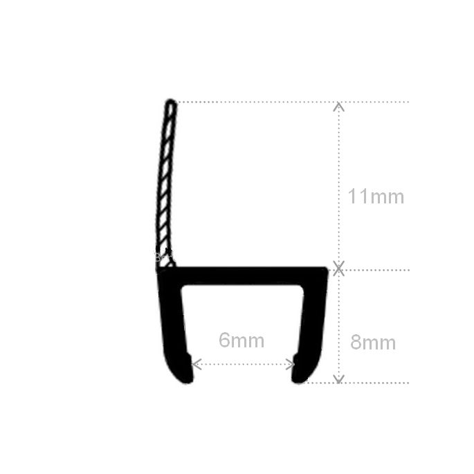 Exa-Lent Universal DS651006 mat zwart doucheprofiel 1 flap (van 11mm) 100cm - 6mm