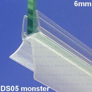 Exa-Lent Universal monsterstukje doucherubber type DS05 - 2cm lengte en geschikt voor glasdikte 6mm - 1 flap 1 flapje