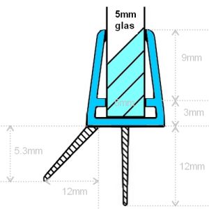 Exa-Lent Universal DS011005 - G05021100 helder doucheprofiel 2 flapjes 100cm - 5mm