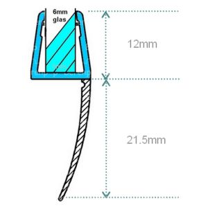 Exa-Lent Universal monsterstukje doucherubber type DS04 - 2cm lengte en geschikt voor glasdikte 6mm - 1 flap