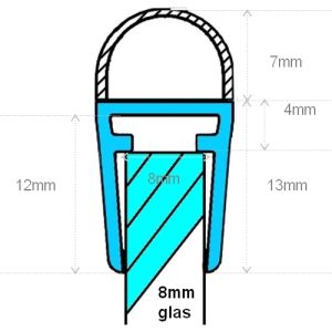 Exa-Lent Universal DS072008 - G08057007200 helder doucheprofiel 1 balgje van 7mm (bolletje) 200cm - 8mm