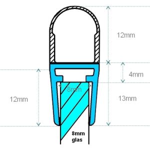 Exa-Lent Universal DS081008 - G08057100 helder doucheprofiel 1 balgje van 12mm (bolletje) 100cm - 8mm