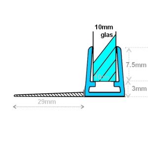 Exa-Lent Universal DS0910010 - G10014100 helder doucheprofiel 1 flap horizontaal 100cm - 10mm