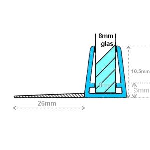 Exa-Lent Universal DS092008 - G08014200 helder doucheprofiel 1 flap horizontaal 200cm - 8mm