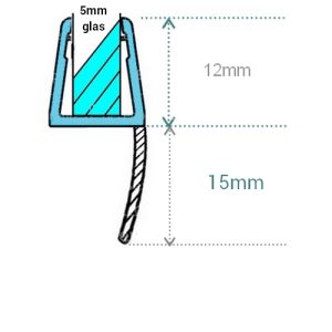 Exa-Lent Universal DS431005 gehoekt helder doucheprofiel 1 flap 100cm - 5mm