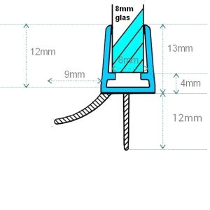 Exa-Lent Universal monsterstukje doucherubber type DS42 - 2cm lengte en geschikt voor glasdikte 8mm - 2 flapjes
