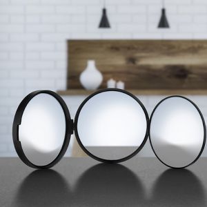 Smedbo Outline Lite FB623 reisspiegel drievoudig 1x, 5x en 12x zwart
