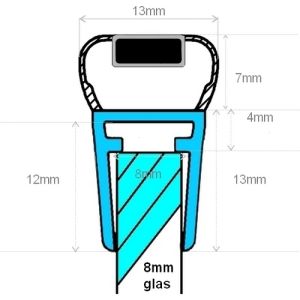 Exa-Lent Universal DS142008 - M08115200 helder doucheprofiel magneet recht (per stuk) 200cm 8mm