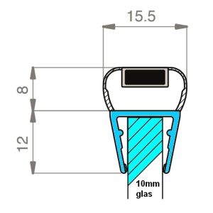 Exa-Lent Universal DS2220010 helder doucheprofiel magneet recht (per stuk) 200cm 10mm