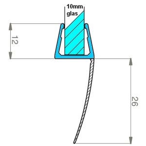 Exa-Lent Universal DS2820010 helder doucheprofiel 1 flap 200cm - 10mm