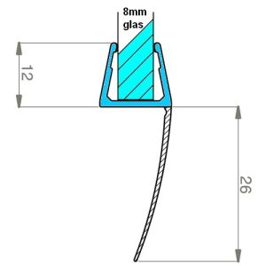 Exa-Lent Universal DS282008 helder doucheprofiel 1 flap 200cm - 8mm