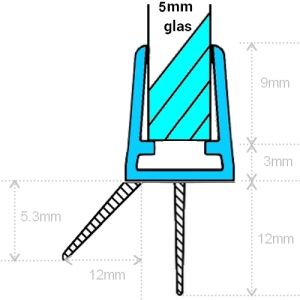 Exa-Lent Universal DS411005 kwartrond helder doucheprofiel 2 flapjes 100cm - 5mm
