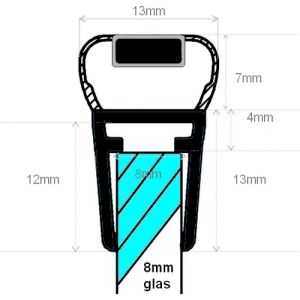 Exa-Lent Universal DS672008 mat zwart doucheprofiel magneet recht (per stuk) 200cm 8mm