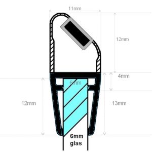 Exa-Lent Universal DS682006 mat zwart doucheprofiel magneet 45 graden (set van 2 stuks) 200cm 6mm