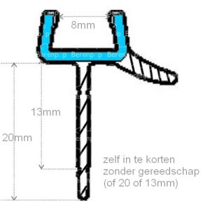 San4U ProfileDay monsterstukje doucherubber type DS36 - 2cm lengte en geschikt voor glasdikte 8mm - 2 flapjes